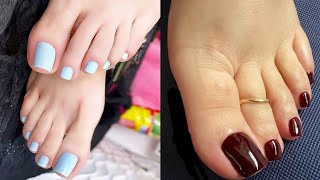 So stunning and elegant shiny toe nails art collection// Latest nails pedicure colors ideas of 2024