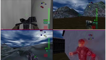 Perfect Dark PC Port All in One Mod Splitscreen Multiplayer Match on  the Junkyard map.