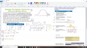 Hypothesis Testing 2 Samples Sigma Unknown Equal Pop Var