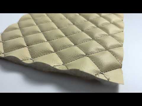 Матеріал шкірозамінник 507/3 Бежевий прошитий 1,45м на сентипоні 5 мм на відріз, оббивна екошкіра на квадратний метр, видео 1