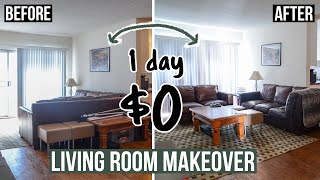 NO COST LIVING ROOM MAKEOVER | $0 Budget to Maximize Living Room Layout