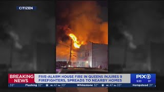 Qns. blaze hurts 9 firefighters, displaces residents