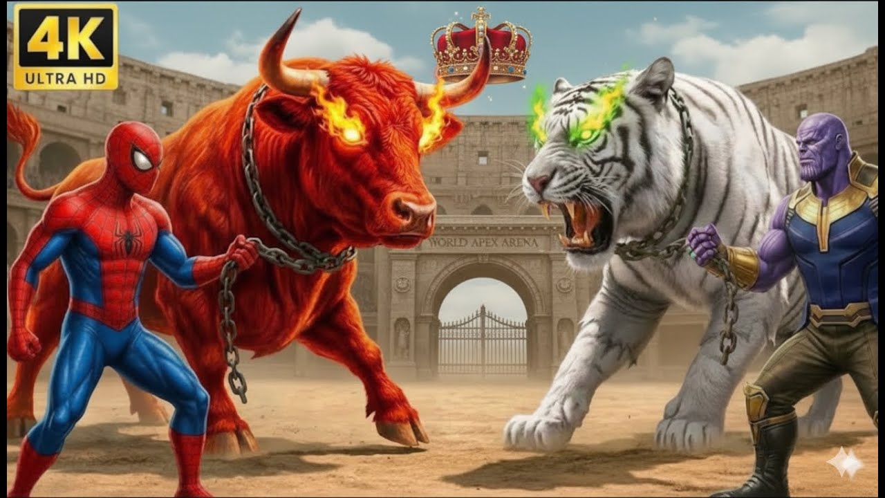 🎬 SAVAGE HELLFIRE BULL vs LEGENDARY EMERALD TIGER | World Apex Arena – Roman Colosseum 2026 | 4K 👇