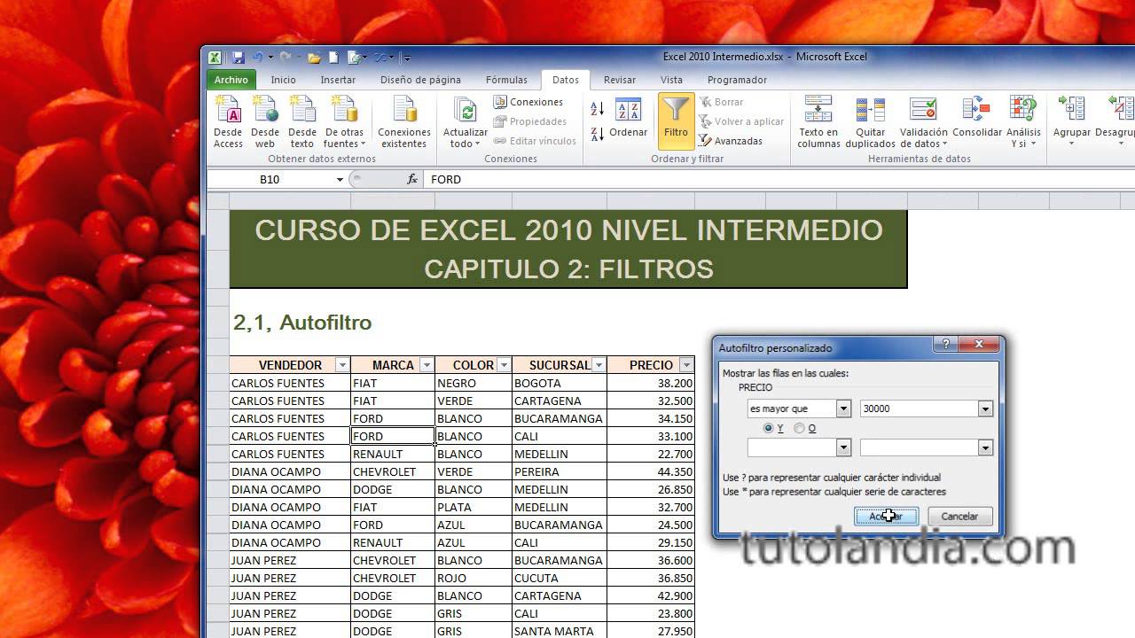 Curso de Excel Intermedio: 2.1 Autofiltro - YouTube