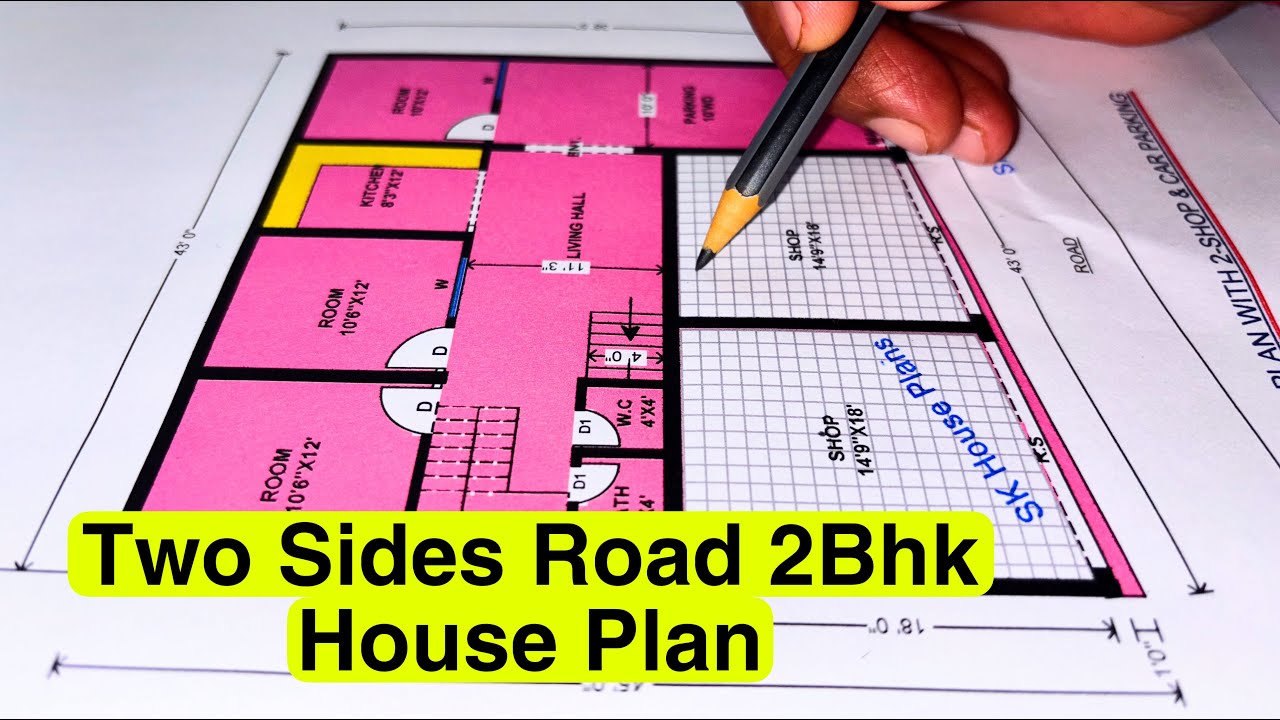 2BHK House Plan with 2 Shops and Car Parking | 1935 Sqft | 215 Sqyds ...
