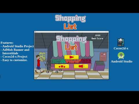 Shopping List Game - Gameplay - Android Studio - Cocos2d-x - Full source code