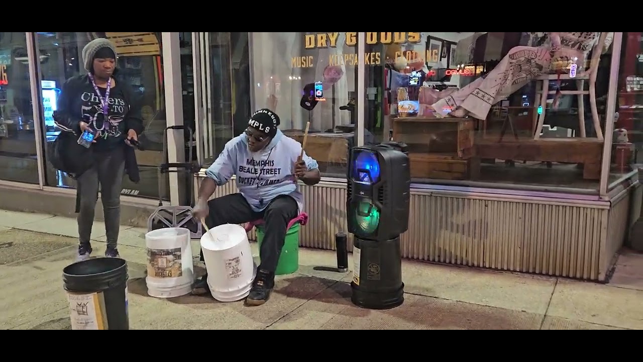 bucket drummer on Beale Street YouTube