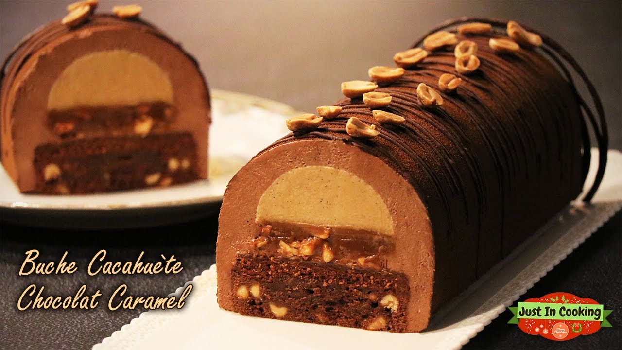❅ Recette de Bûche de Noël Cacahuète Chocolat Caramel façon Snickers ❅