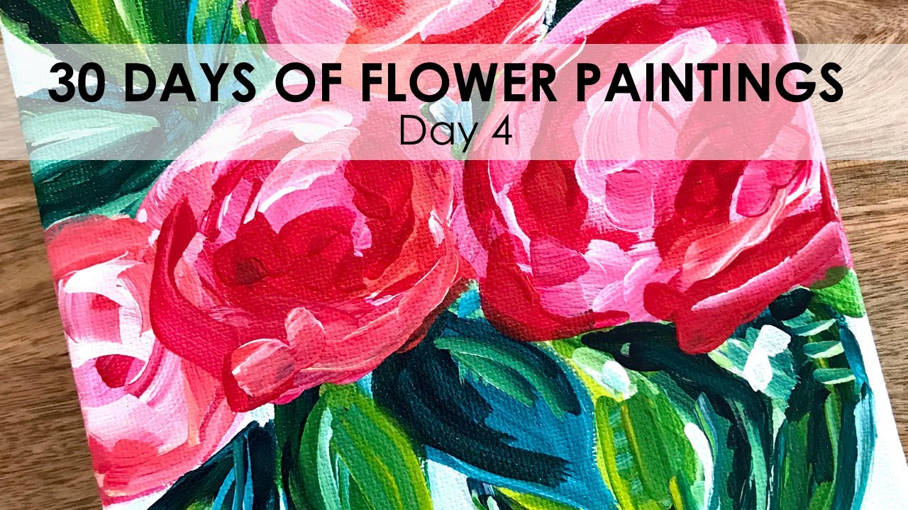 Day 4 of 30 Flower Painting Videos - Flower Painting Demo with Acrylic ...