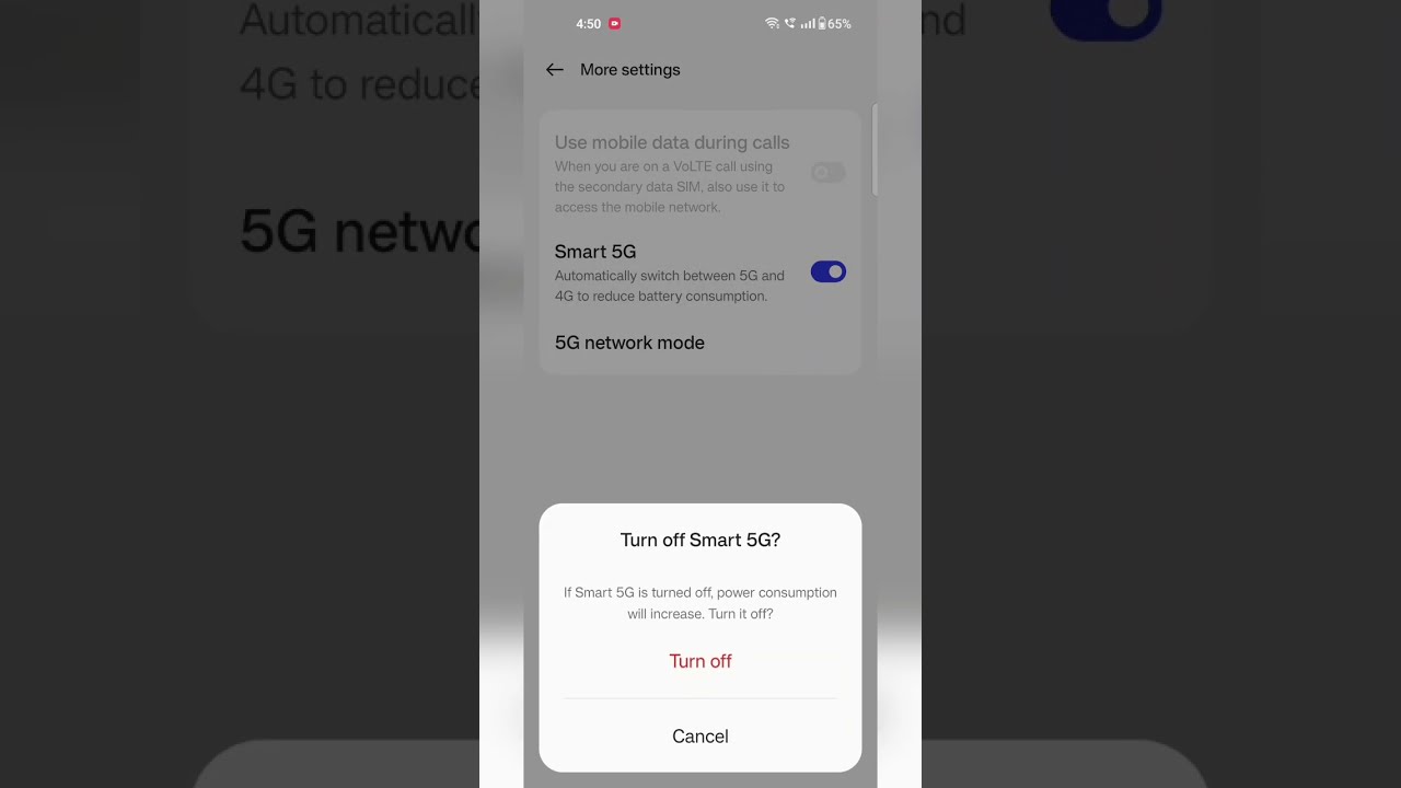 How To Turn Off 5G Smart In OnePlus 11 11r Shorts OnePlus11 Oneplus