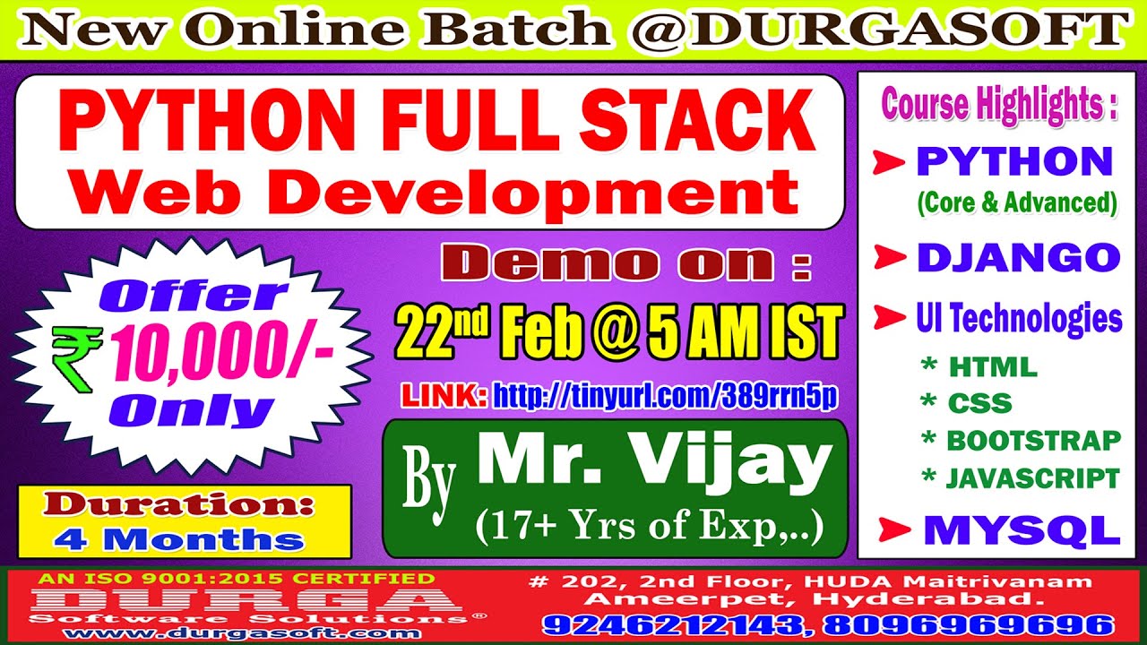 PYTHON FULL STACK Web Development Online Training @ DURGASOFT - YouTube