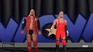 Sting &amp; Road Warriors vs Skyscrapers &amp; ? Partner Thunderdome Cage NWA 1989 WWE 2K