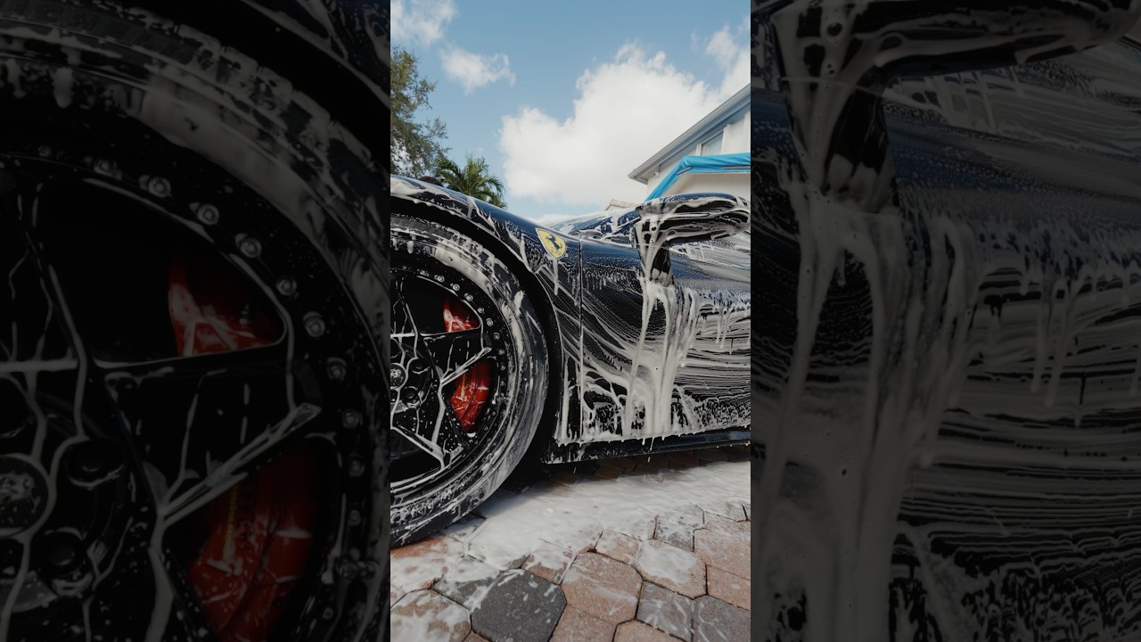 NOSTAIN Detailing giving Whistlin Diesel new Ferrari the total spa treatment using Drippin Wet!