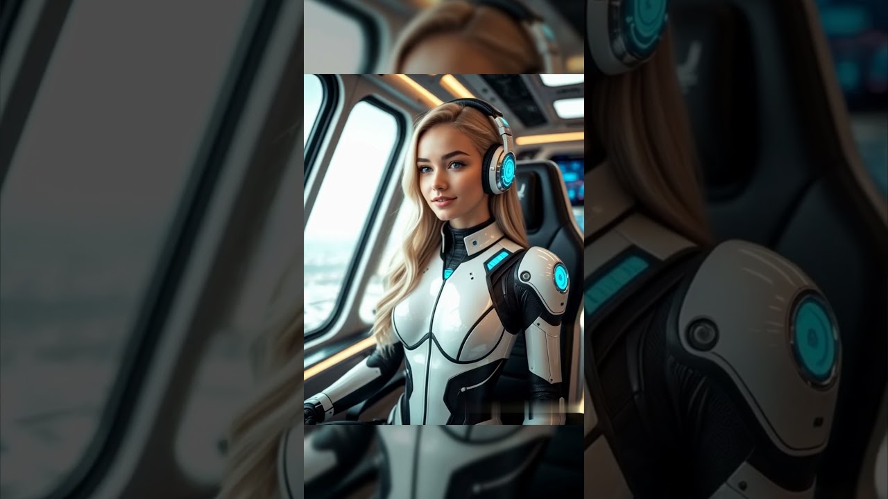 Девушка - киборг в космосе 2 одним кадром  