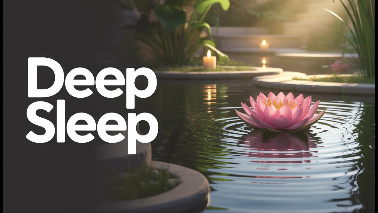 Deep Sleep Meditation 🌙 Lotus Water & Candlelight | Relaxing Zen Music for Stress Relief