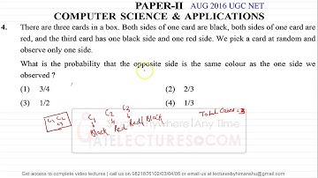 UGC NET August 2016 Computer Science Paper 2 Question 4 (Probability)