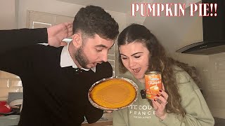 Brits try Pumpkin Pie for the first time! | British Couple Try!