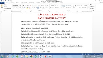 Tách nhạc khỏi video bằng fomart factory