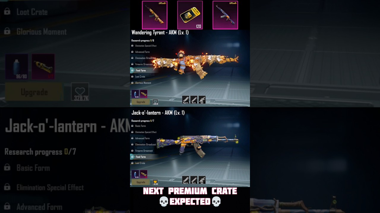 Next Premium Crate 💀 Update 3.4 - Wandering Tyrant AKM Vs Jack-o'-lantern AKM 