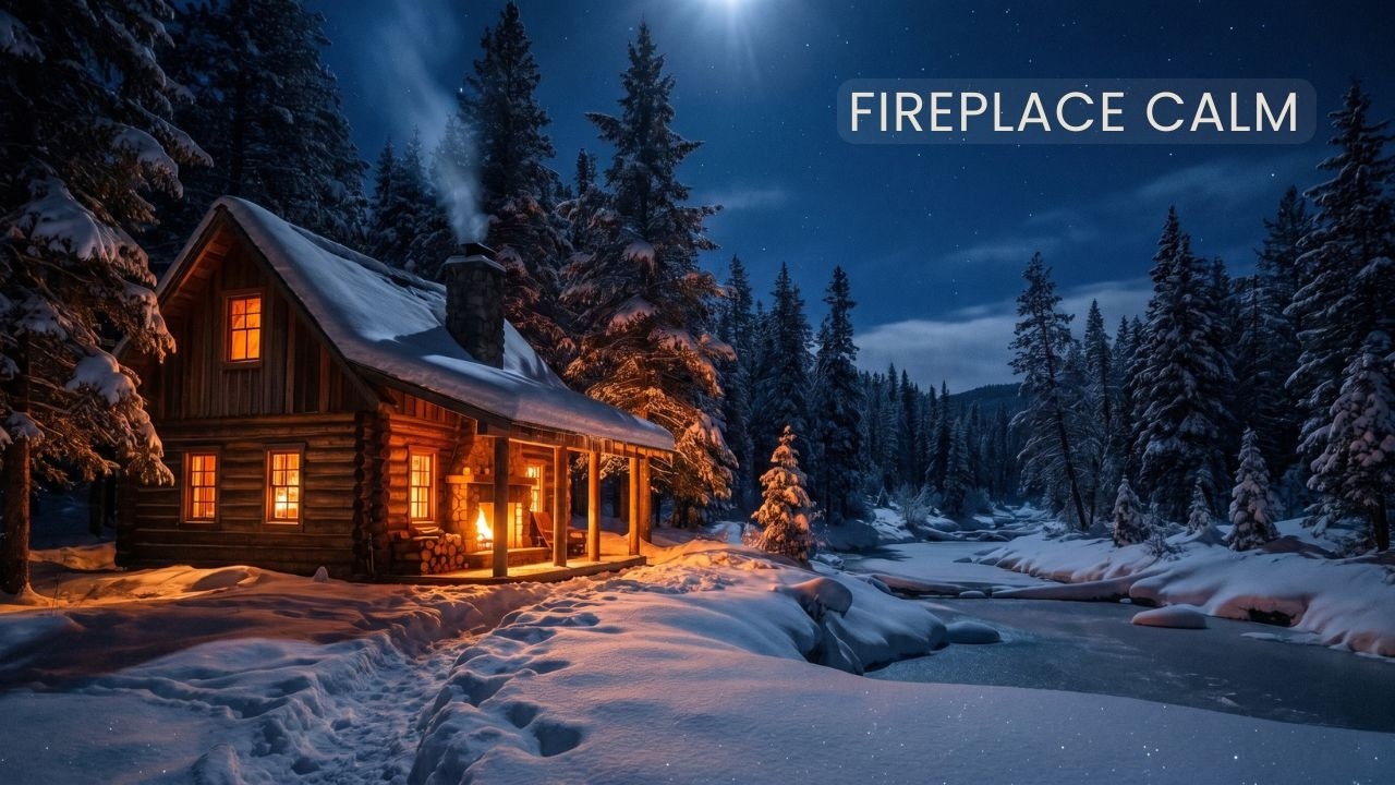 Blizzard Outside Cabin Fireplace Glow – 10 Hours | Cozy Snowstorm ...