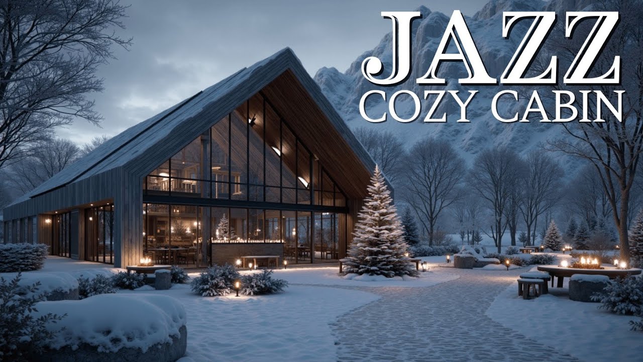 Зимний снегопад и расслабляющий мягкий джаз для учебы и сна