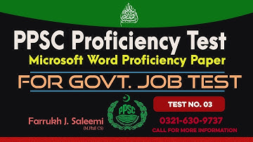 PPSC Proficiency   Complete Solved Past Paper MSWord03   MS Proficiency Test
