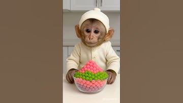 baby monkey eating popping candy - so cute ❤️