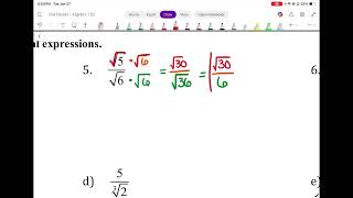 Hendrickson Alg 1 Unit 8 Day 5 Notes