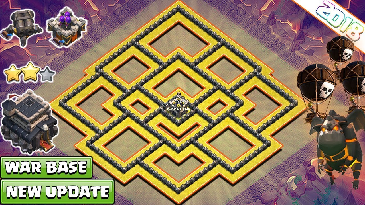 NEW Town Hall 9 WAR BASE 2018 With CC In Center Anti 3 Star NEW TH9 new-town-hall-9-war-base-2018-with-cc-in-center-anti-3-star-new-th9