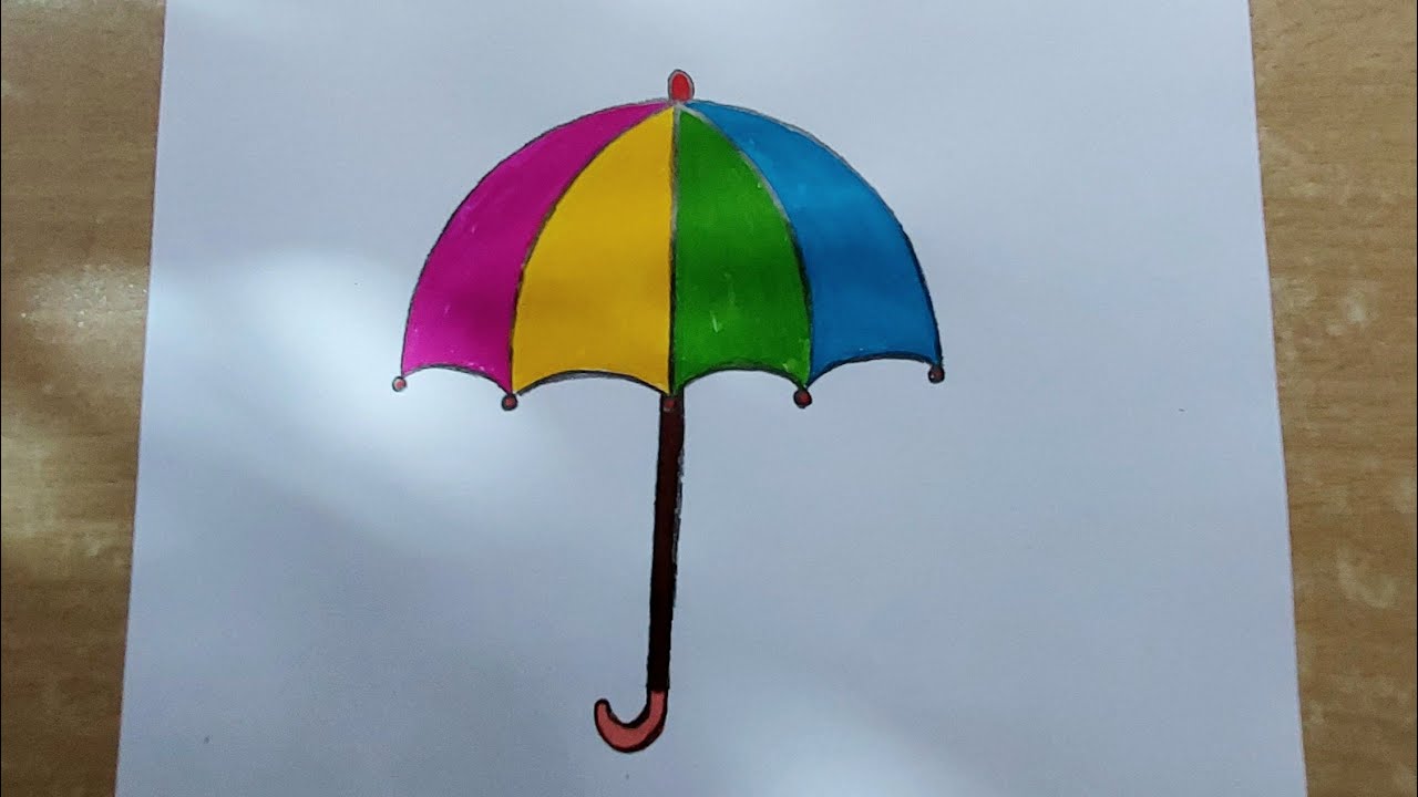 How to draw umbrella | Umbrella drawing in easy way | Umbrella drawing and coloring