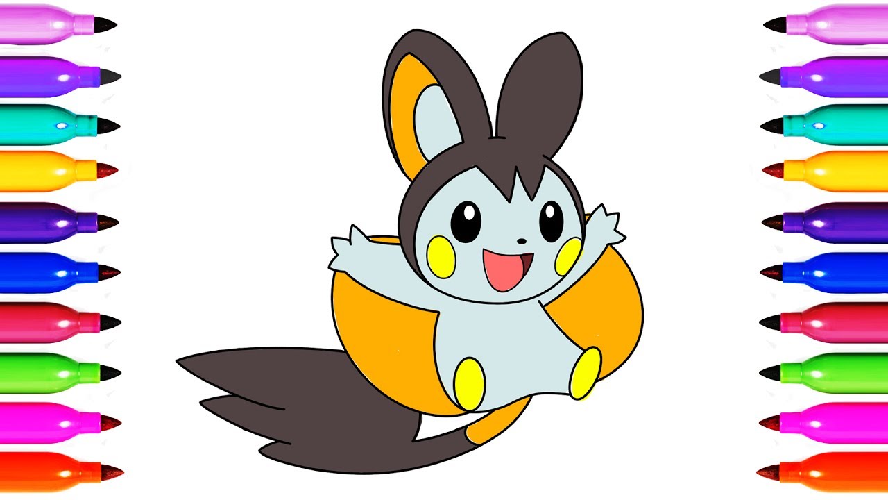 Draw Coloring POKEMON EMOLGA Learn Colored For Kid