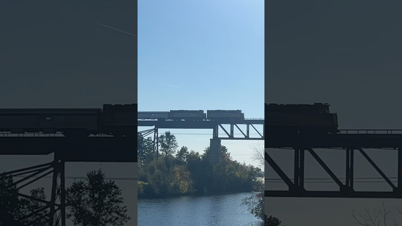 CN VIA Rail and CPKC Crossing Over the Parry Sound Trestle