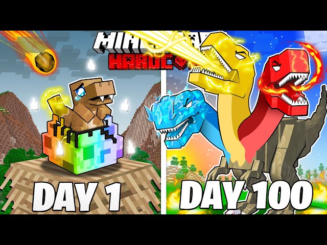 I Survived 100 Days as an ELEMENTAL DINOSAUR in HARDCORE Minecraft class=