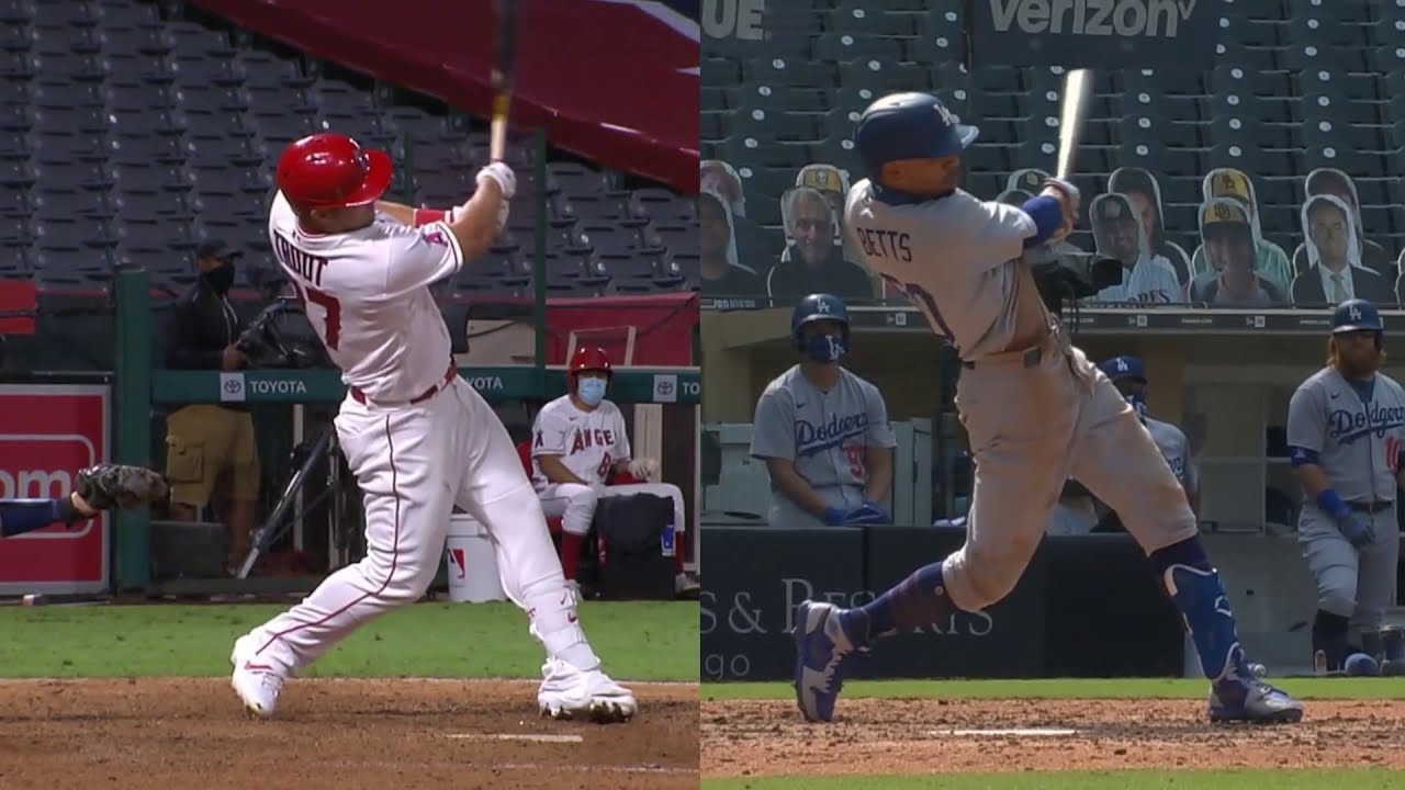 Mike Trout and Mookie Betts Side by Side Swing Comparison Slow Motion HD YouTube