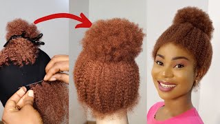 DIY NATURAL CROCHET WIG USING KINKY HAIR /  High puff wig