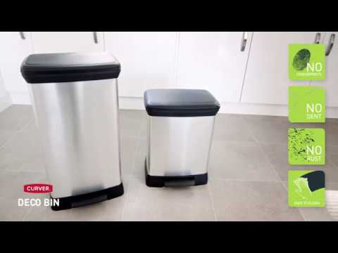 Контейнер для сміття з педаллю Curver (Курвер) Deco bin 50 л (02162) Сріблястий, видео 1