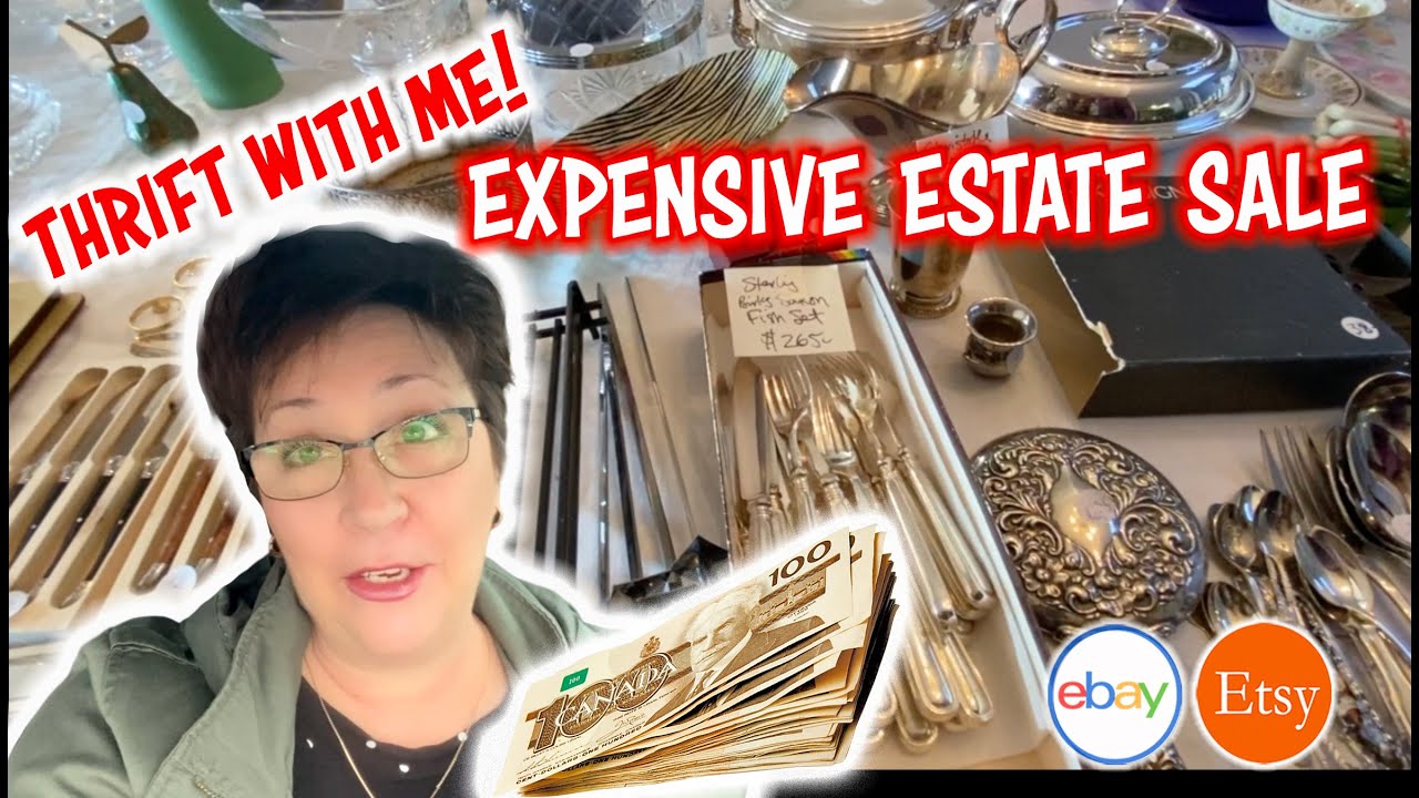 THRIFT WITH ME AT A VERY EXPENSIVE ESTATE SALE EBAY AND ETSY RESELLING THRIFTER DEJAVU