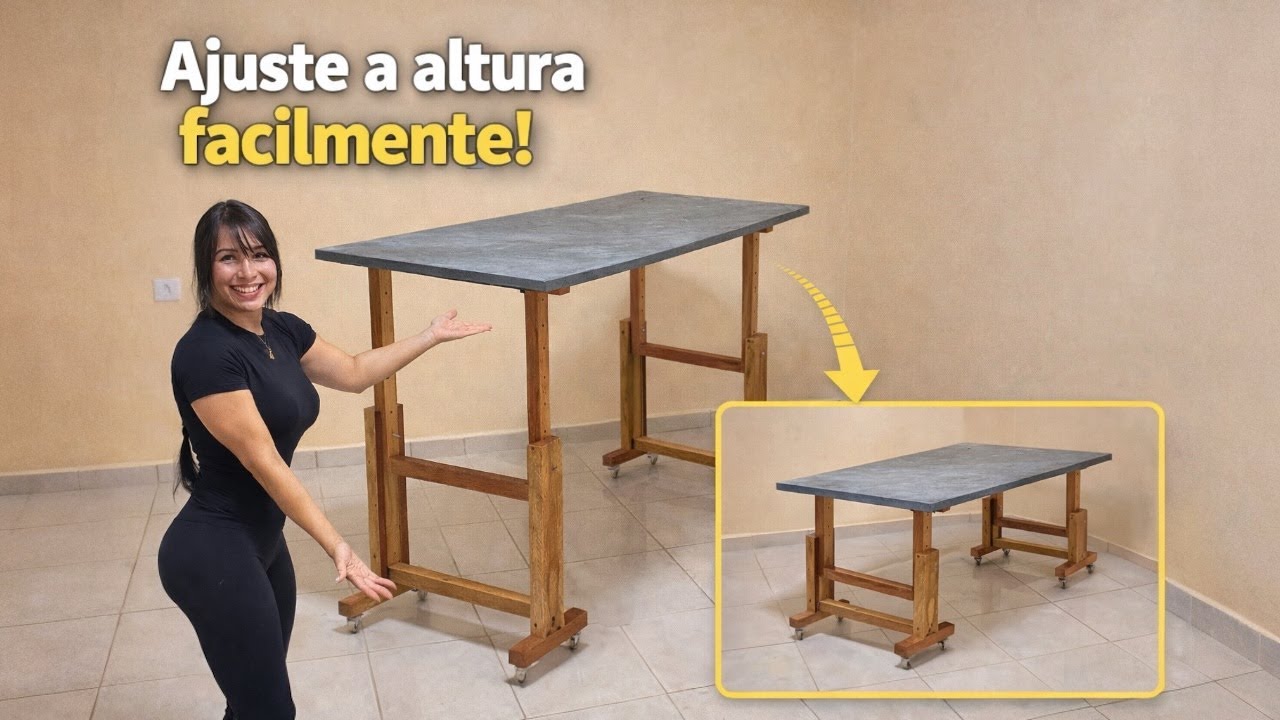 Pé de Mesa com Regulagem de Altura: simples e funcional. 