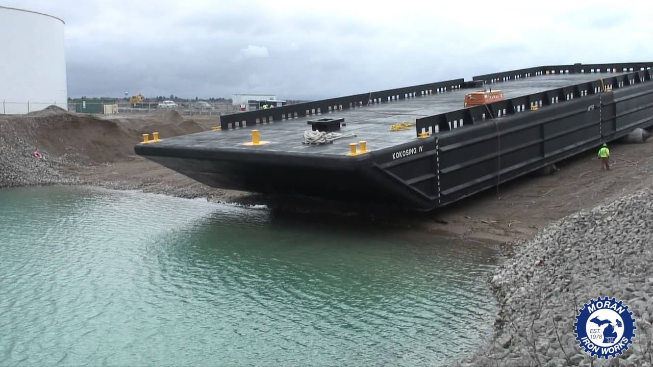 Moran Iron Works Durocher Marine Barge Launch TIMELAPSE YouTube