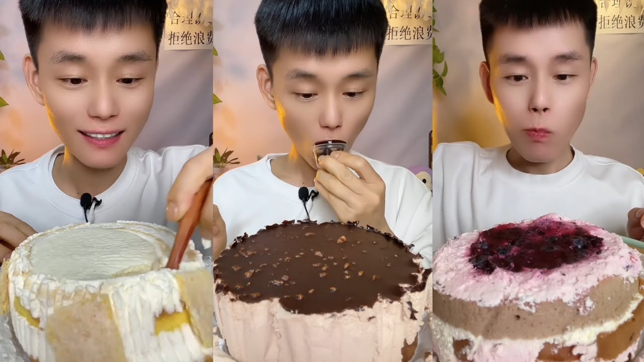 Asmr Mukbang Cream Cake Eating | Chocolate And Berry Cake Sounds