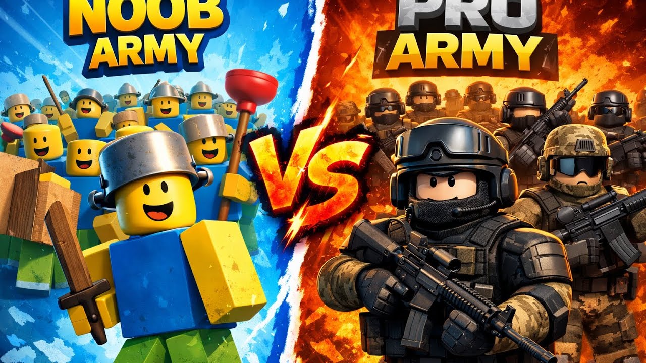 Noob vs proo army in Roblox 