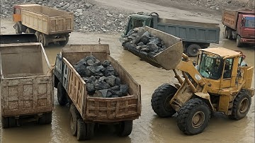 Wheel Loader Loading Dump Trucks with Huge Rocks | Quarry Work 2025