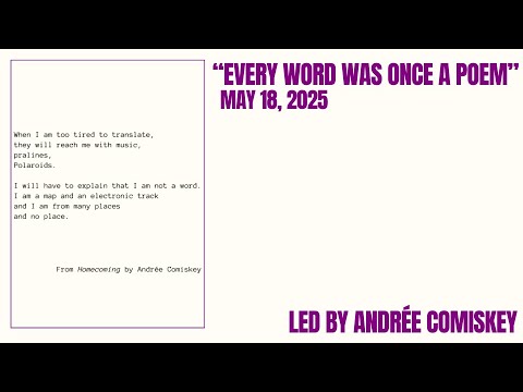 Every Word Was Once A Poem Reflections On Contemporary Unitarian Universalist Poetry 