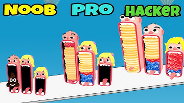 Pancake Run - NOOB vs PRO vs HACKER | All Levels Gameplay WalkthroughAndroid, iOS