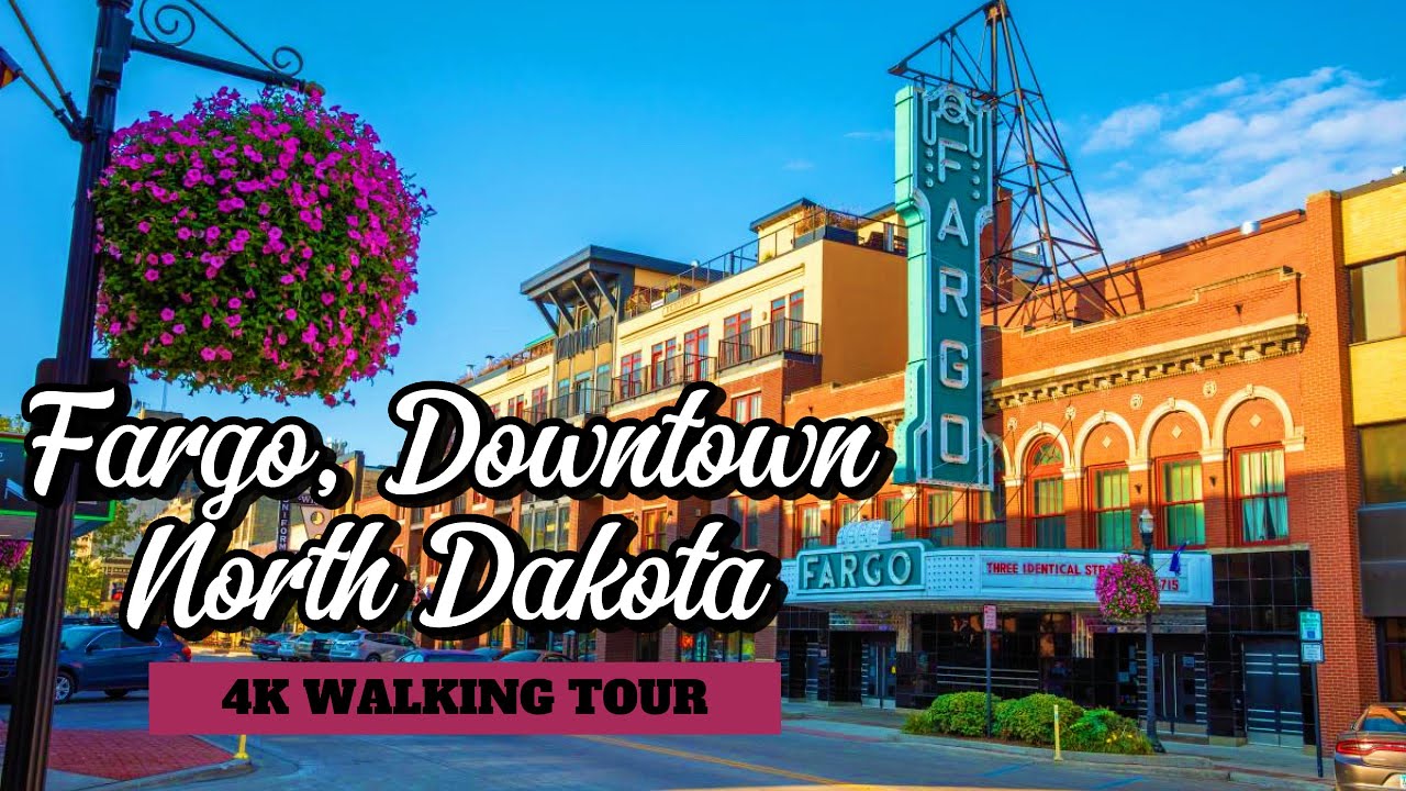 Fargo Downtown - 4K Walking Tour - North Dakota - with subtitles 