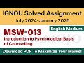 IGNOU MSW 013 Solved Assignment 2024-25 English Medium PDF Download | IGNOU MSW(C) 2nd Year