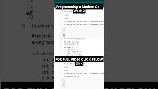 NPTEL Programming in Modern C++ Week 2 Assignment Answers | noc26-cs52