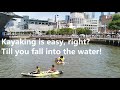 You think kayaking is easy till you fall into the water lol  pier 84 manhattan  new york city