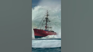 How Did This Ship Escape That Massive Wave? #ship #shipvideo #tidalwave