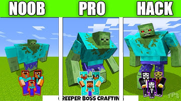 Minecraft Battle : Zombie Mutant FAMILY CRAFTING CHALLENGE - NOOB vs PRO vs HACKER vs GOD Animation